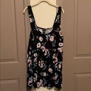 TORRID 3X BLACK FLORAL BABYDOLL TANK